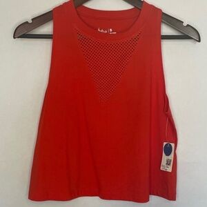 NWT Flirtitude Active Red/Orange Mesh V Workout Crop Tank Top, Size XXL